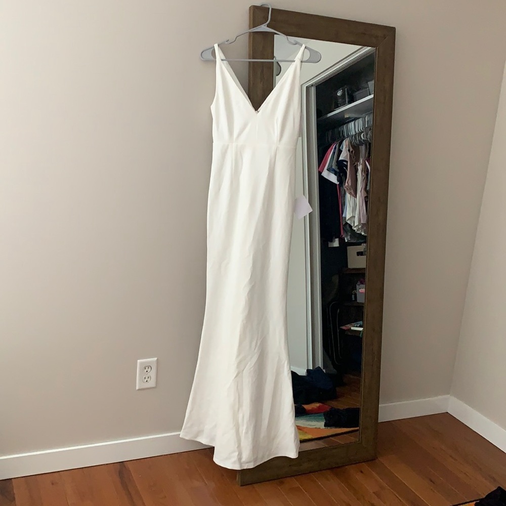 White simple wedding dress